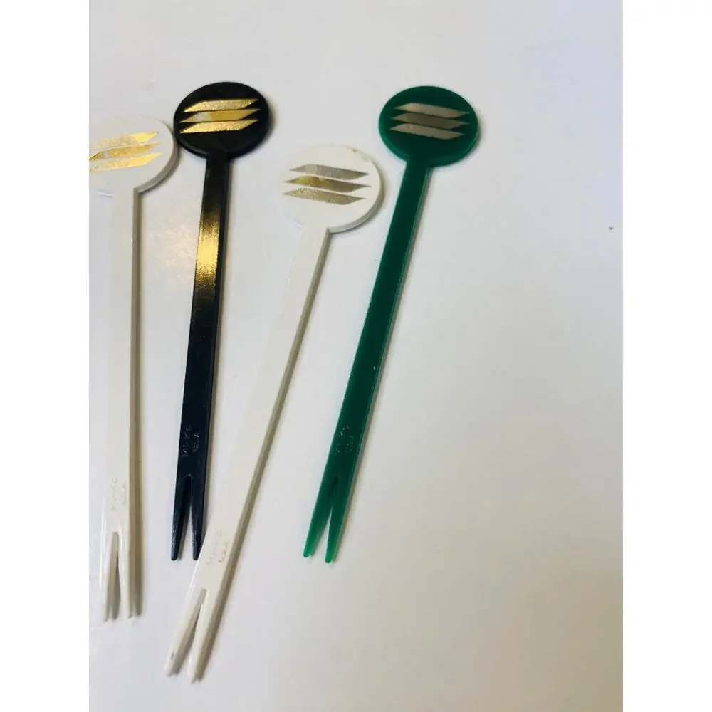 Lot of 6 Vintage Plastic Cocktail Forks 4